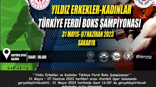 Yıldız Erkekler ve Kadınlar Türkiye Ferdi Boks Şampiyonasına davet.